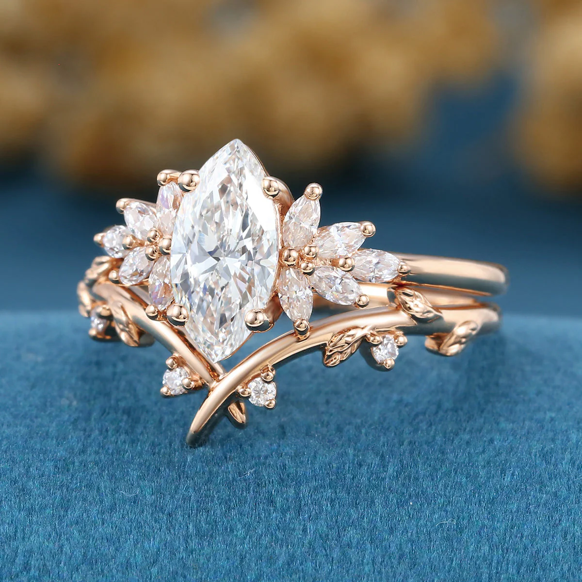 1.0 Carat Marquise cut Lab Grown Diamond Wedding bridal set - Image 6
