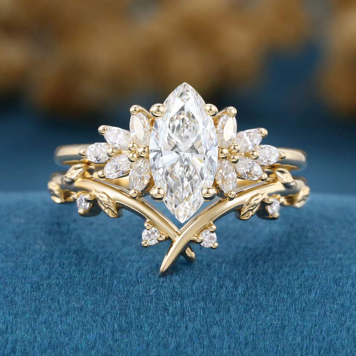 1.0 Carat Marquise cut Lab Grown Diamond Wedding bridal set - Image 9