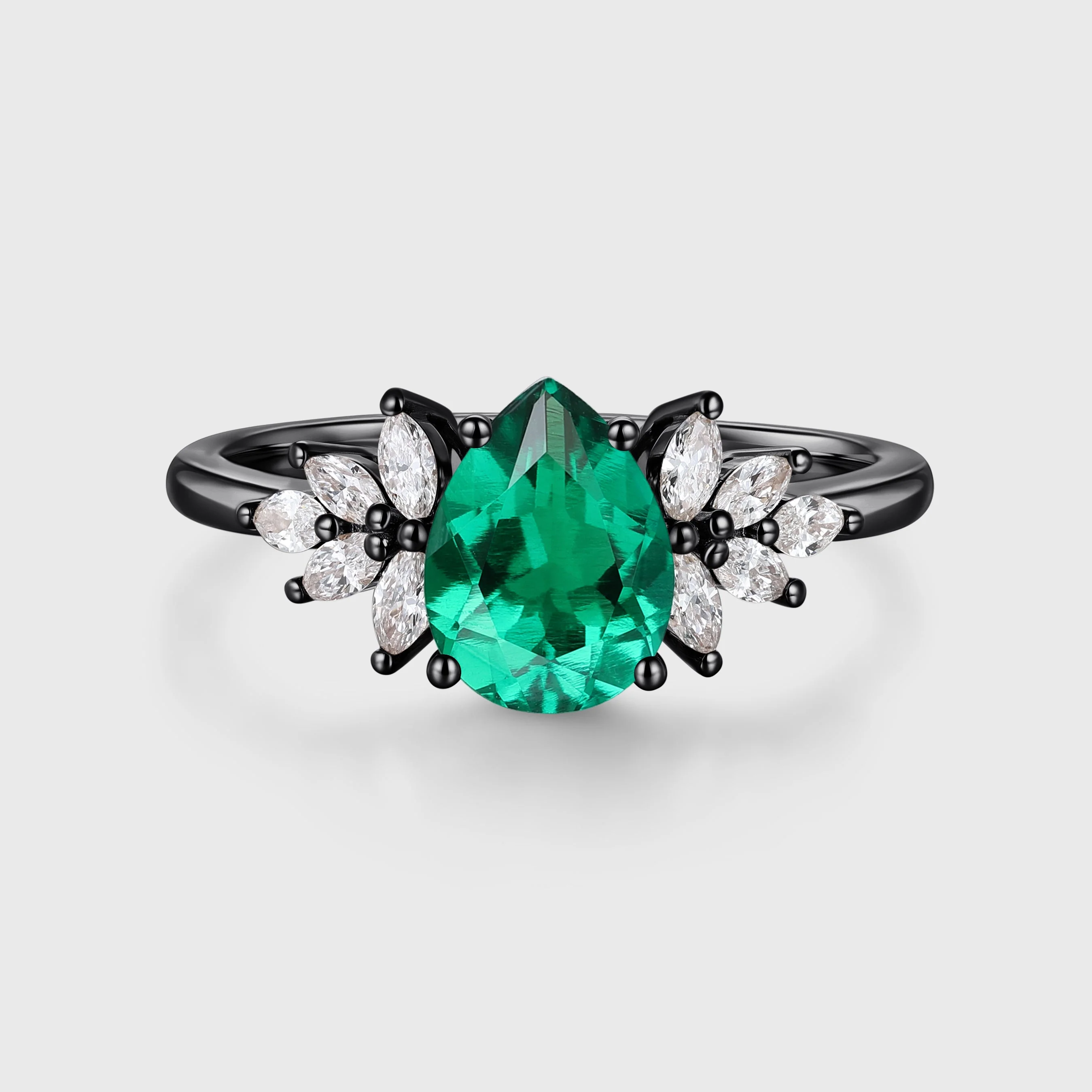 1.2 Carat pear cut Lab Emerald Engagement Ring - Image 5