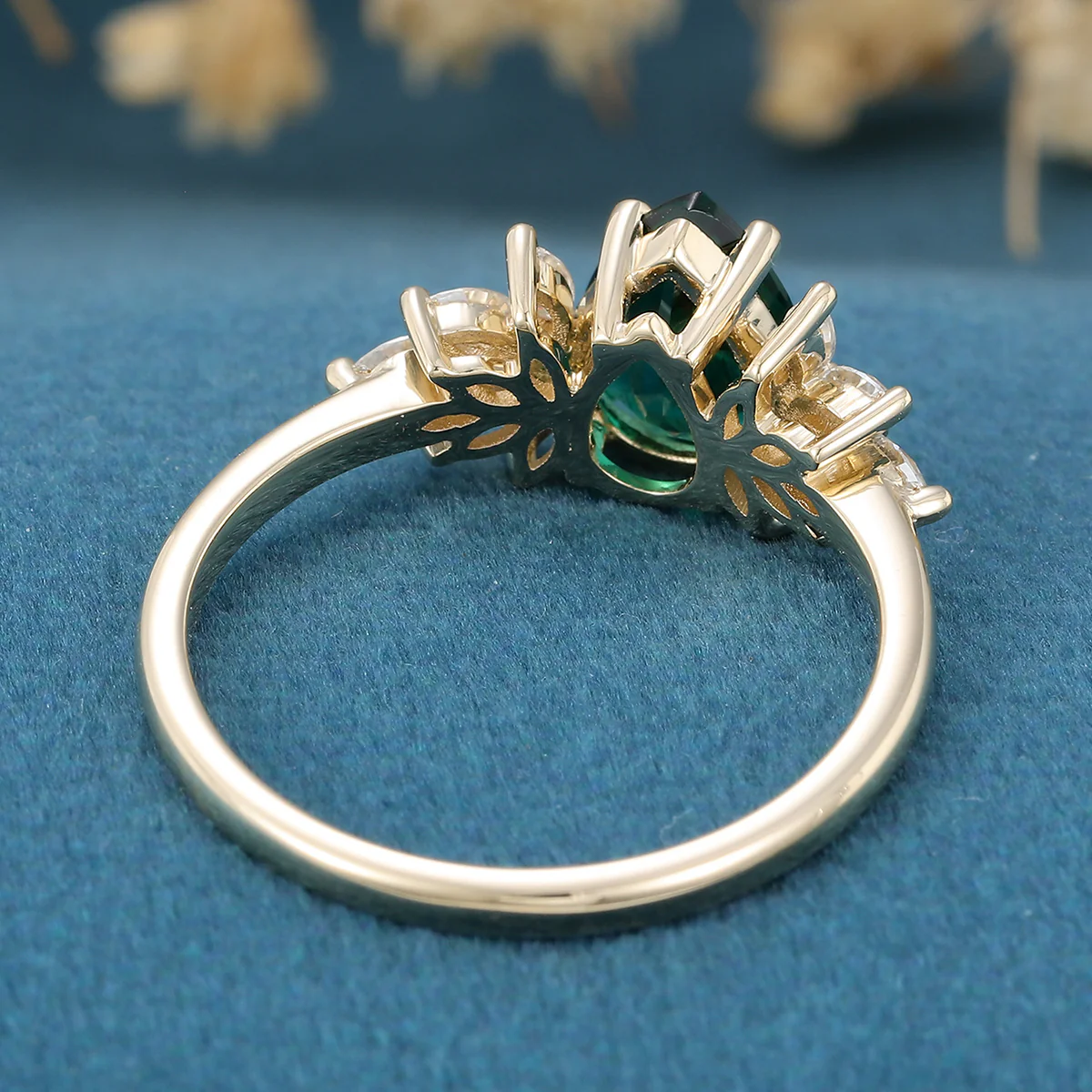 1.2 Carat pear cut Lab Emerald Engagement Ring - Image 9