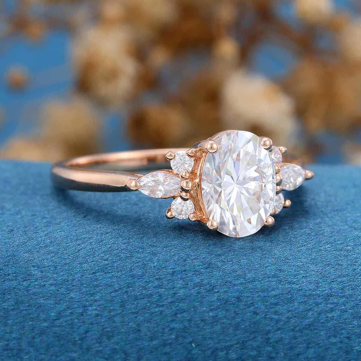 1.5Carat Oval cut Moissanite Engagement ring - Image 3