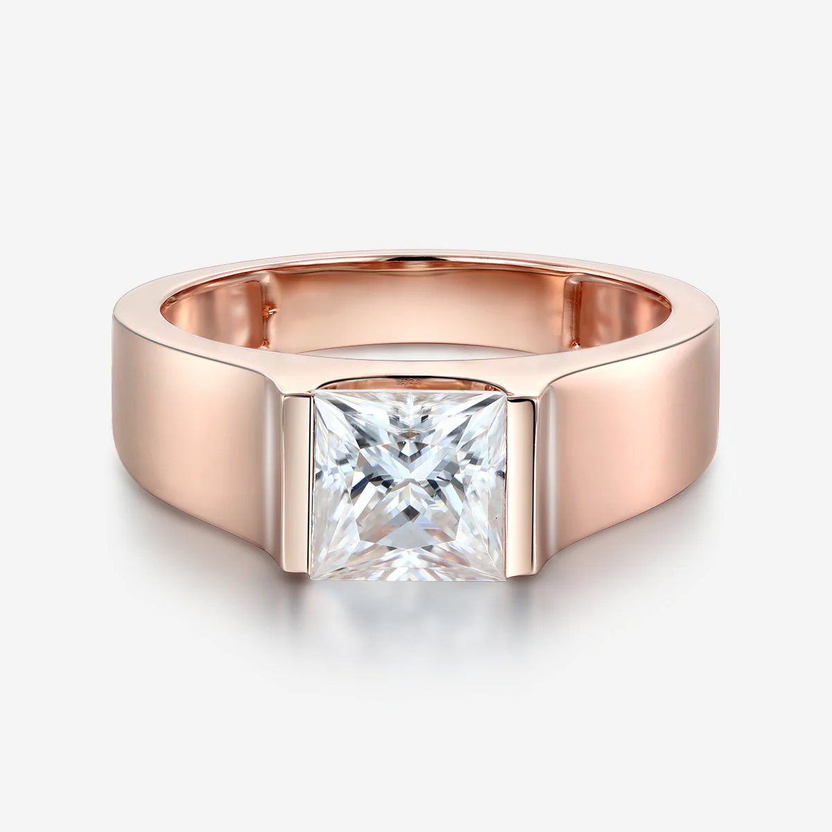 2.0Carat Princess Cut Moissanite Statement Ring • Mens Wedding Band - Image 3