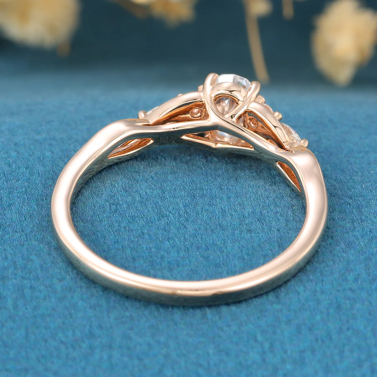 Oval cut Moissanite Cluster Engagement Ring - Image 6
