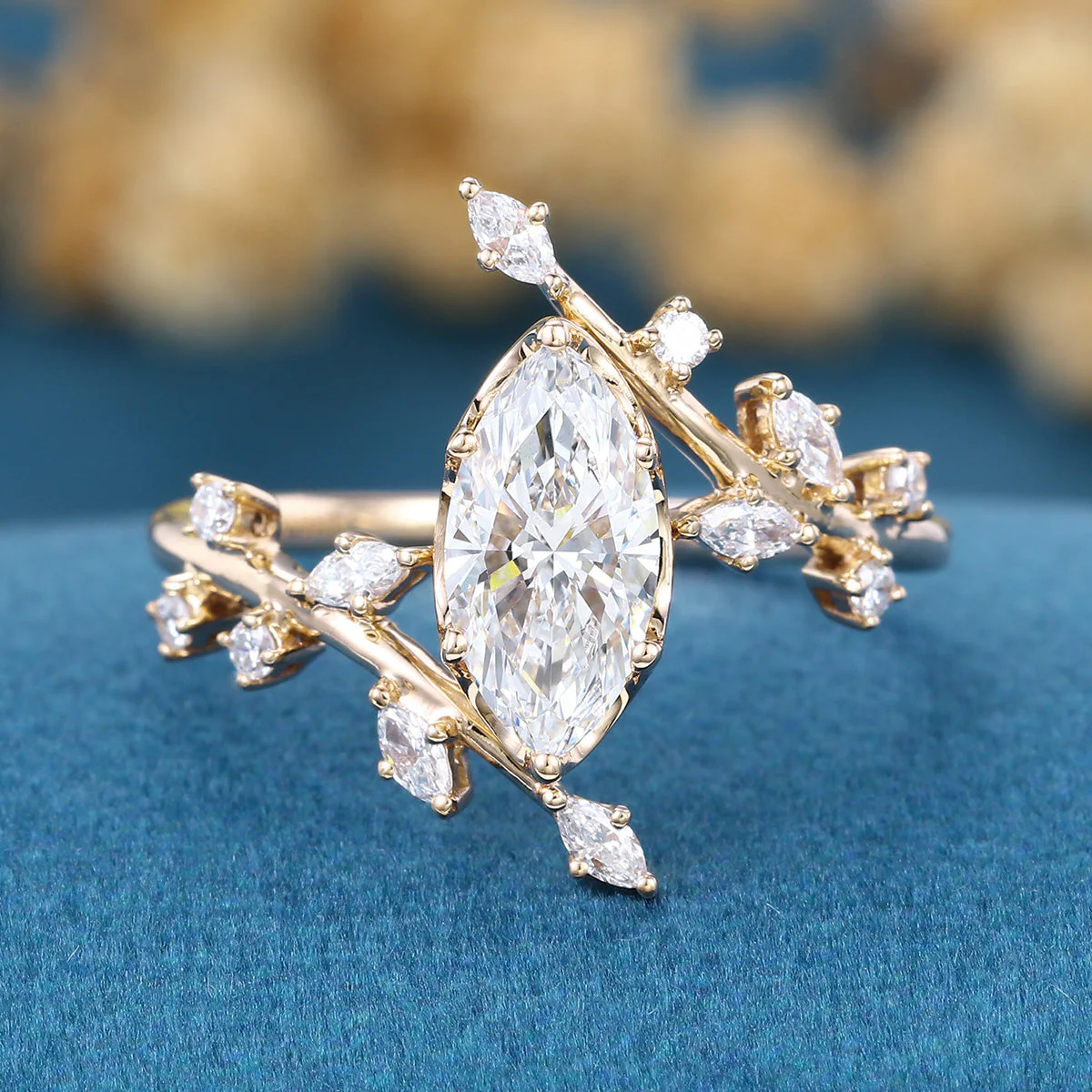 Bezel setting Marquise cut Lab-grown Diamond Rose Gold Engagement Ring - Image 8