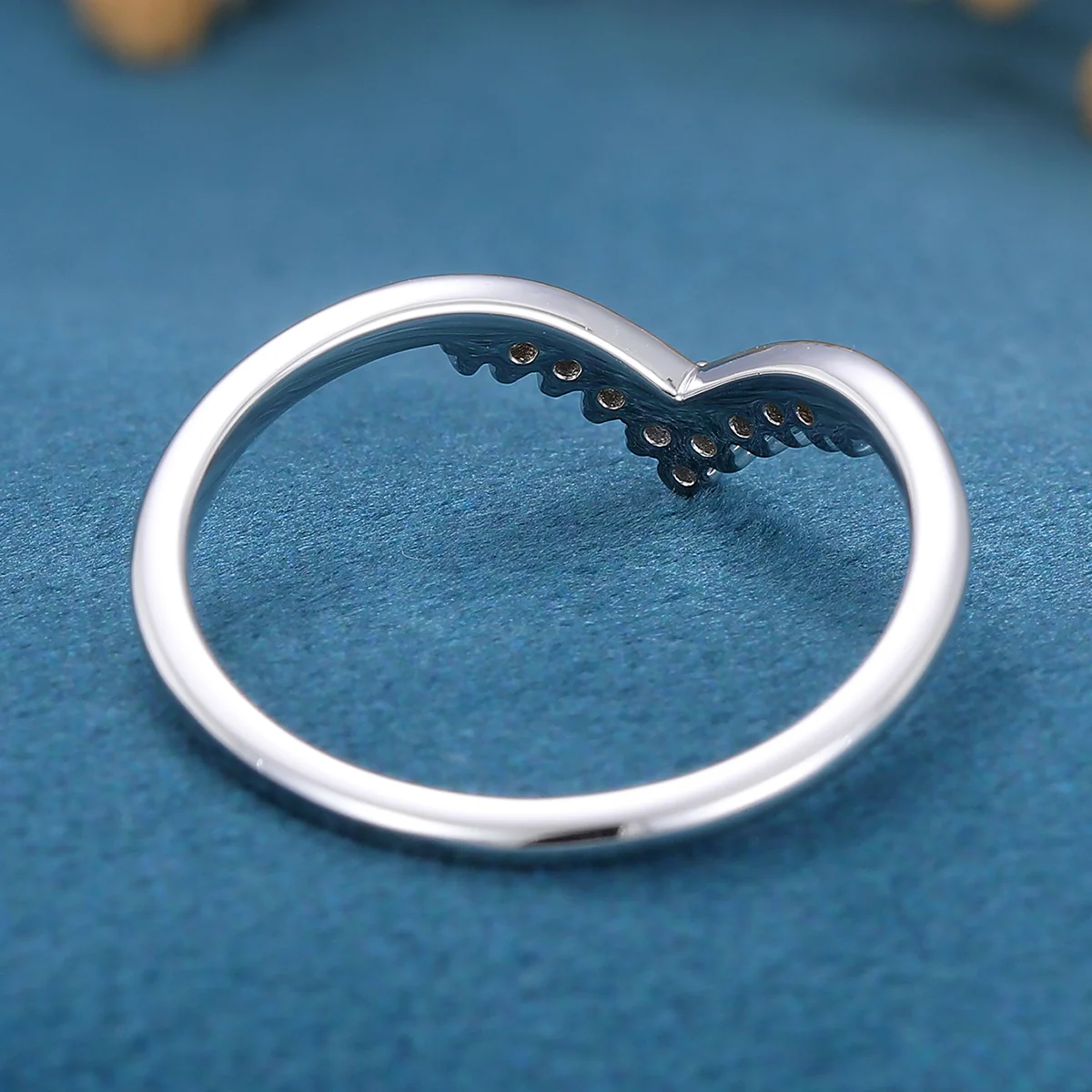 Blue-Green Sapphire Curved Wedding Band Ring - Image 7