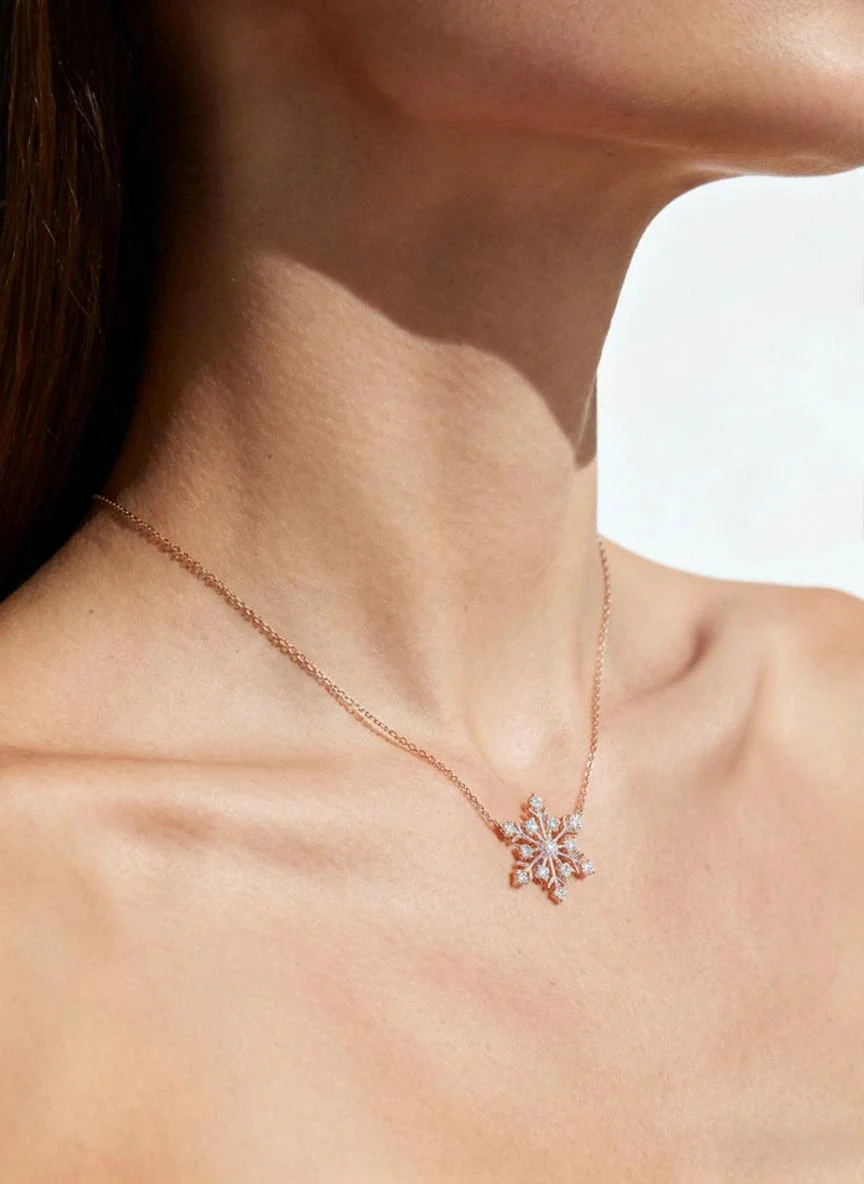 Christmas Snowflake Pendant Necklace with Diamonds - Image 2