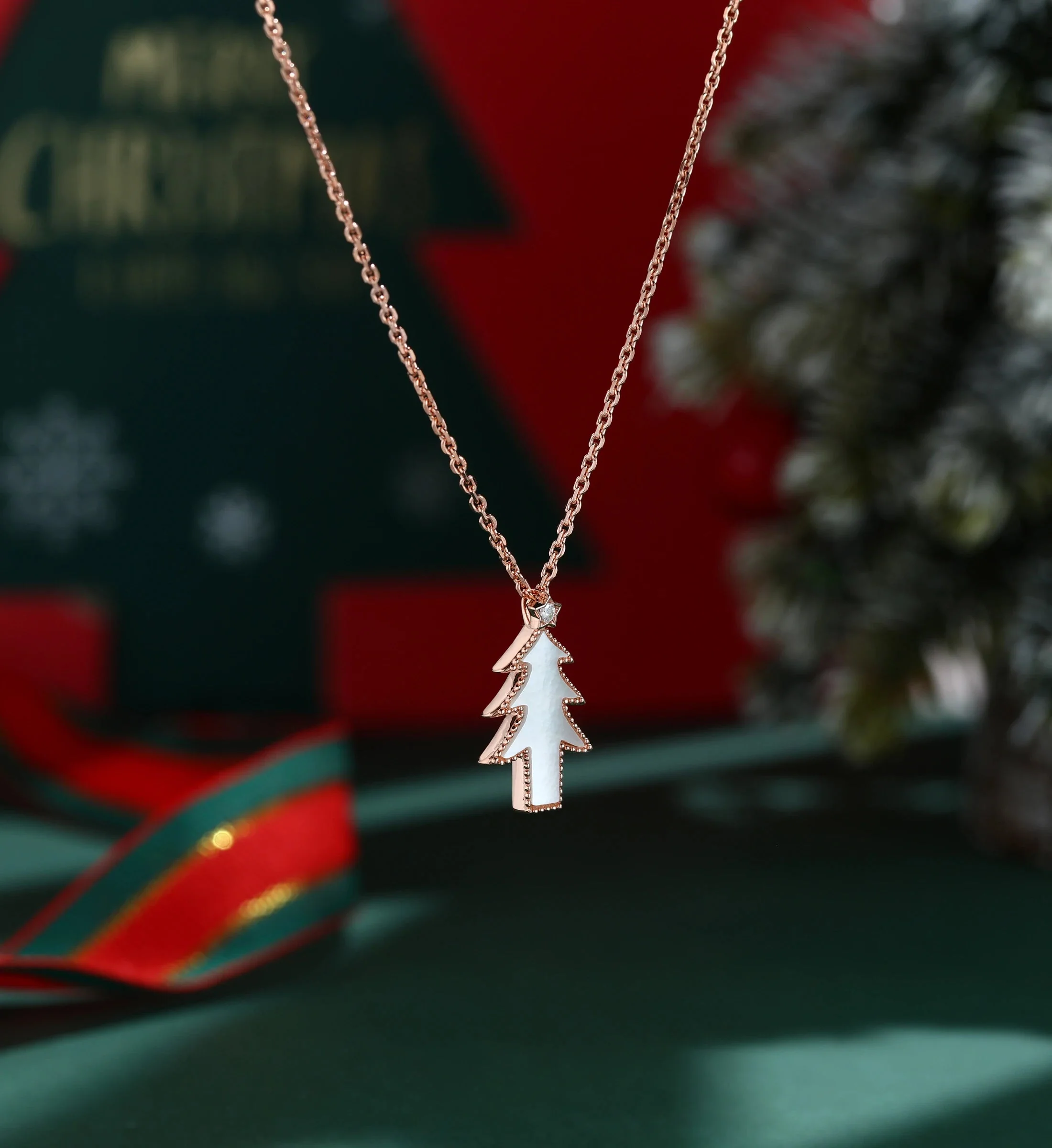 Christmas Tree Pendant Necklace with Moissanite Or Diamonds - Image 3