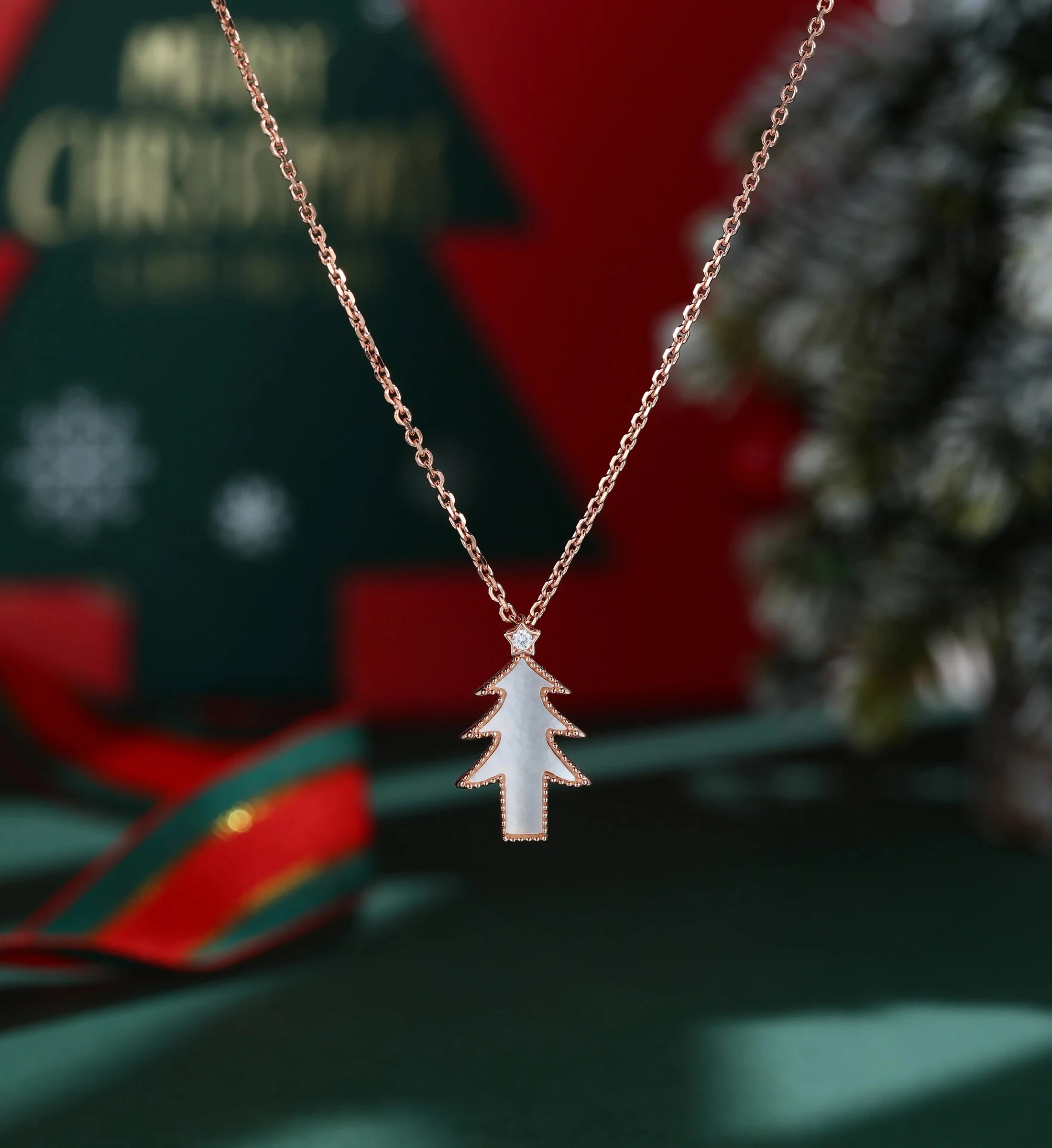 Christmas Tree Pendant Necklace with Moissanite Or Diamonds - Image 4