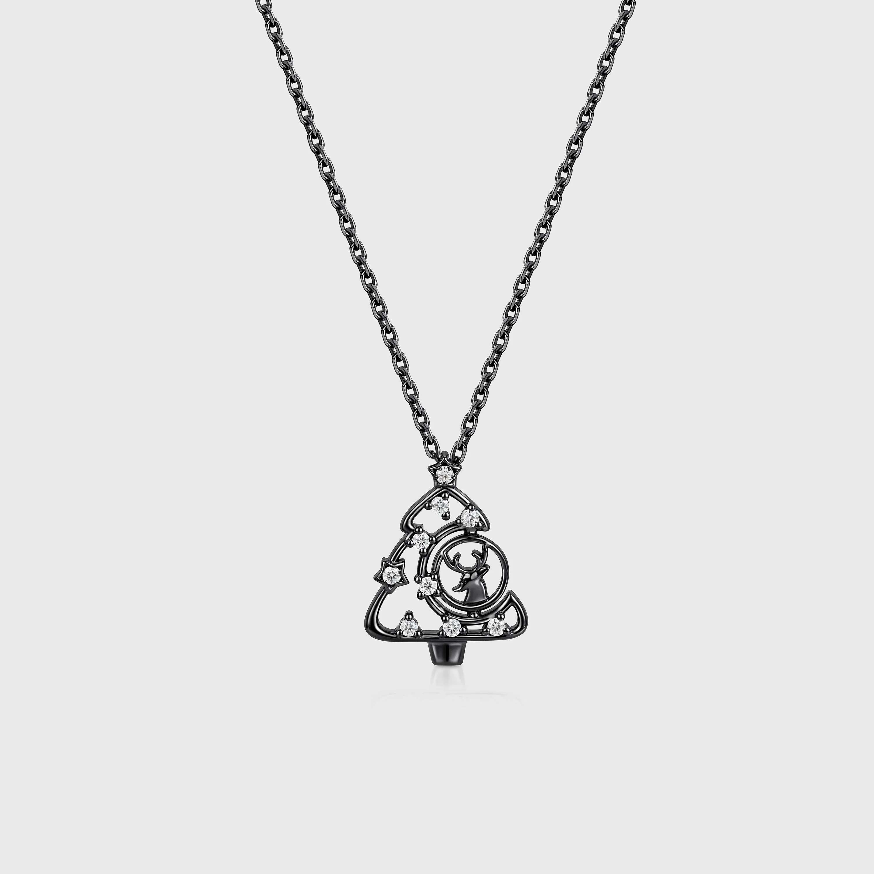 Christmas Tree Pendant Necklace with Moissanite or Diamonds Halo Accents - Image 8