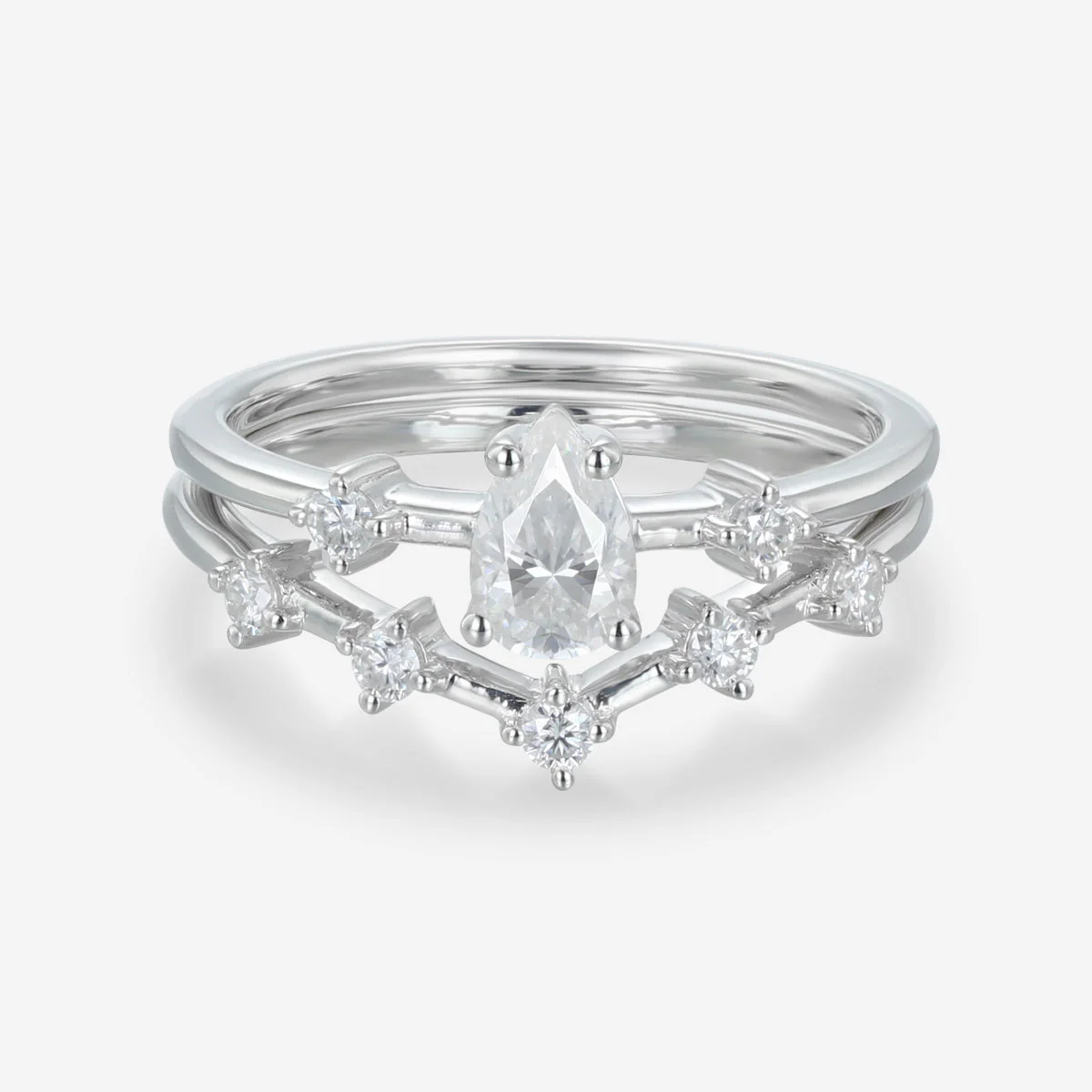 Pear cut Moissanite Engagement ring Bridal Set - Image 6