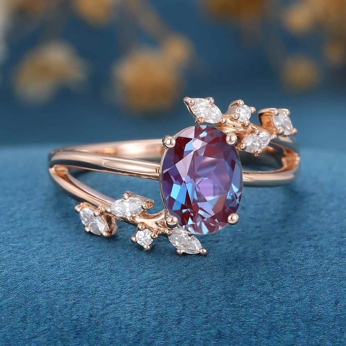 Oval cut Alexandrite | Diamond Engagement ring - Image 3
