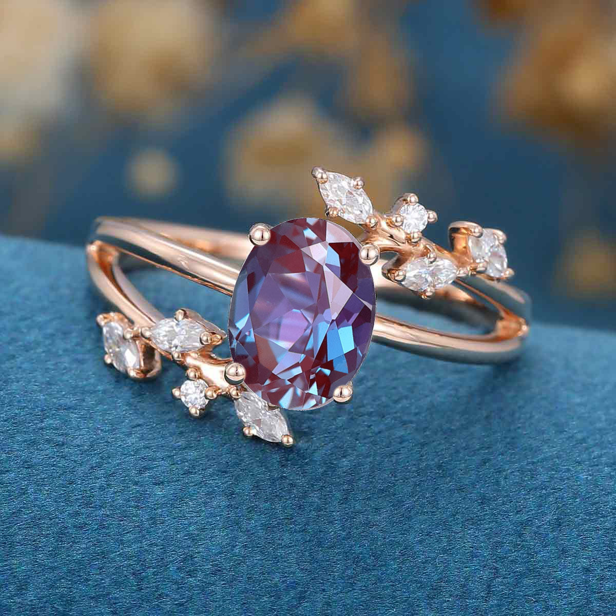Oval cut Alexandrite | Diamond Engagement ring - Image 5