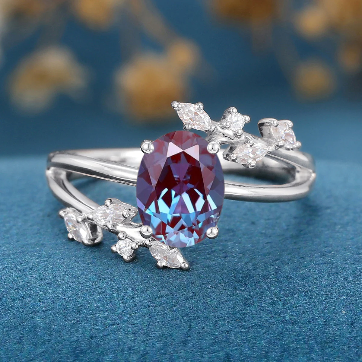 Oval cut Alexandrite | Diamond Engagement ring - Image 8