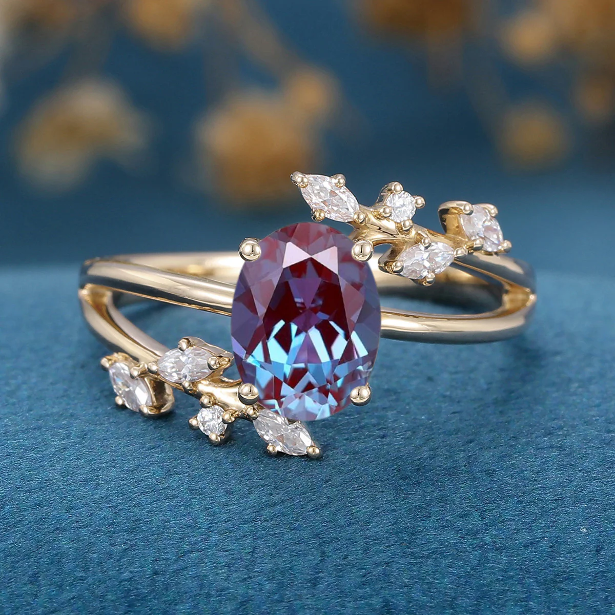 Oval cut Alexandrite | Diamond Engagement ring - Image 9