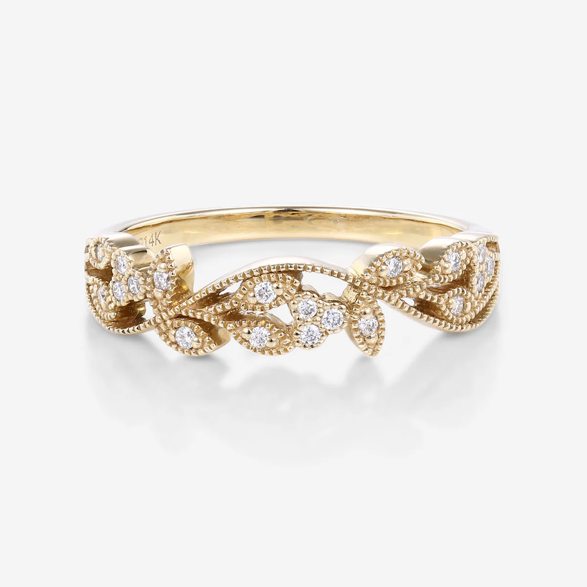 Nature Inspired moissanite | Diamonds Leaf branch stacking Gold wedding ring - Image 9