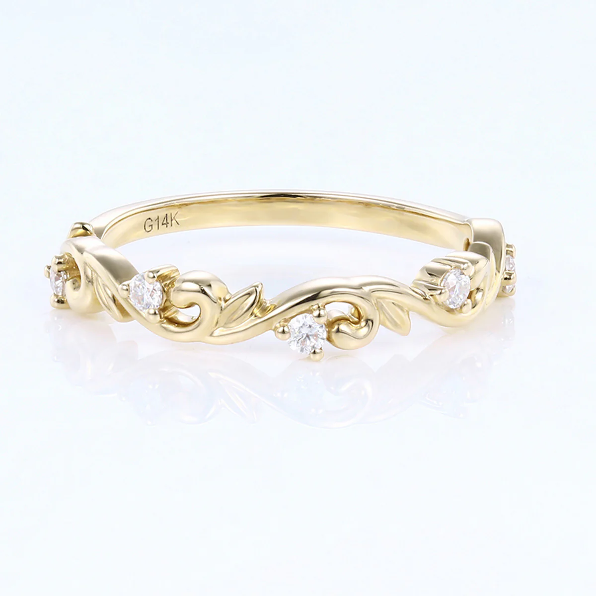 Nature Inspired moissanite | Diamonds Leaf branch stacking Gold wedding ring - Image 10