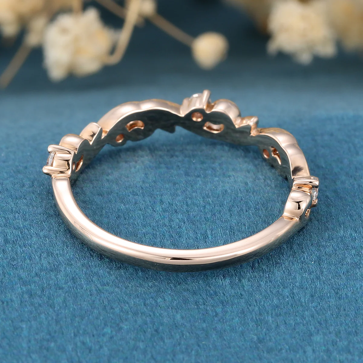 Nature Inspired moissanite | Diamonds Leaf branch stacking Gold wedding ring - Image 6