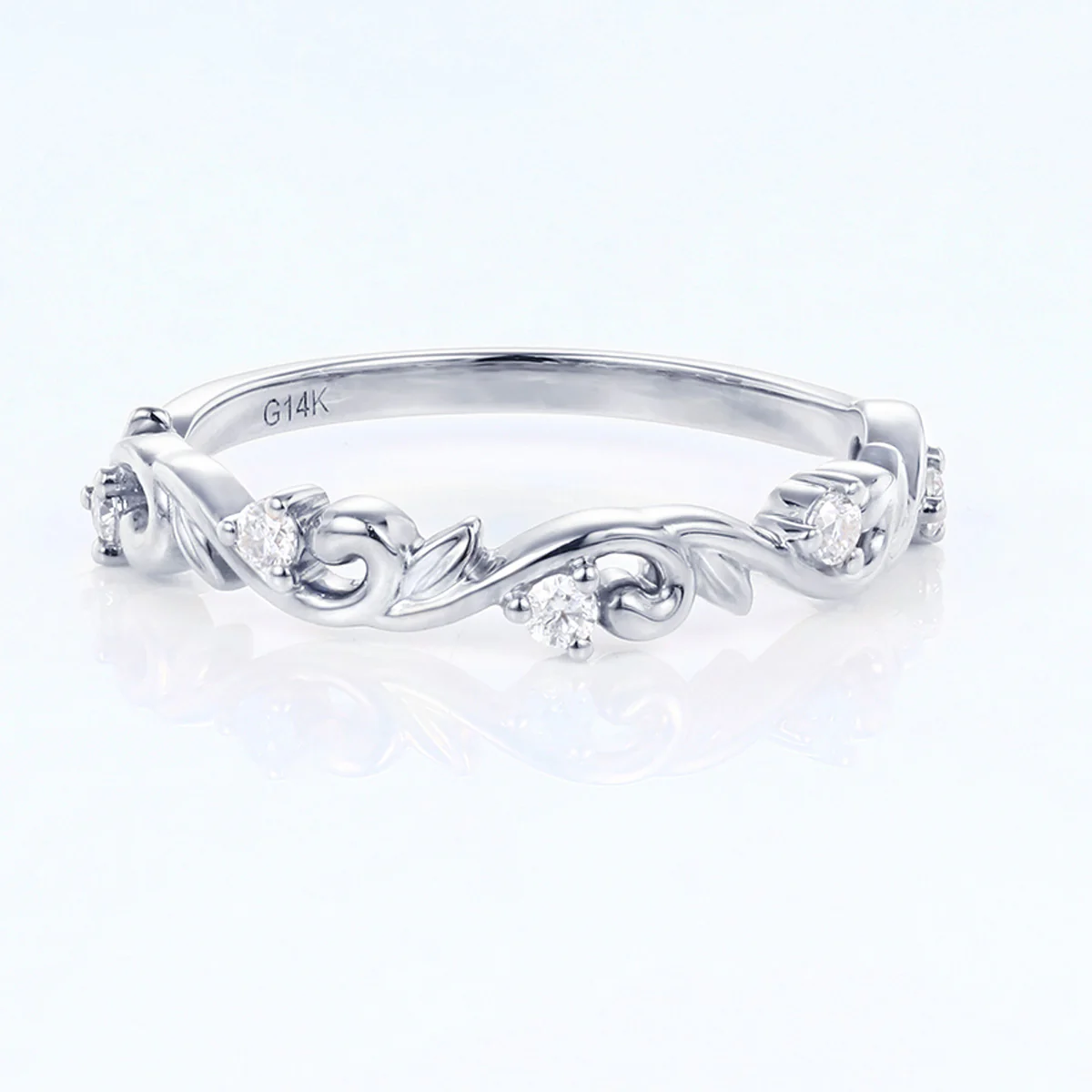 Nature Inspired moissanite | Diamonds Leaf branch stacking Gold wedding ring - Image 8