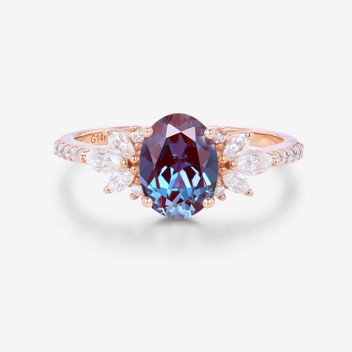 1.5Carat Oval cut Lab Alexandrite | Diamond Engagement ring