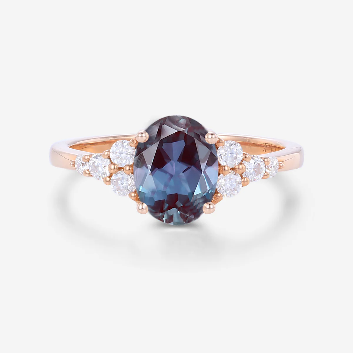Oval cut Lab Alexandrite | Diamond Engagement ring
