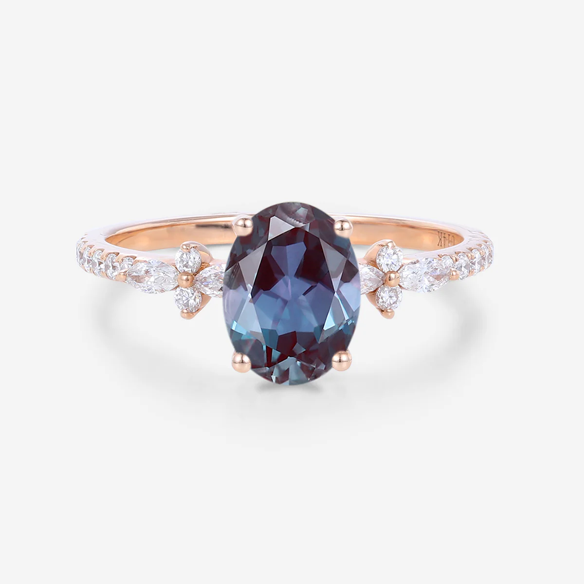 Oval cut  Lab Alexandrite | Diamond Engagement ring