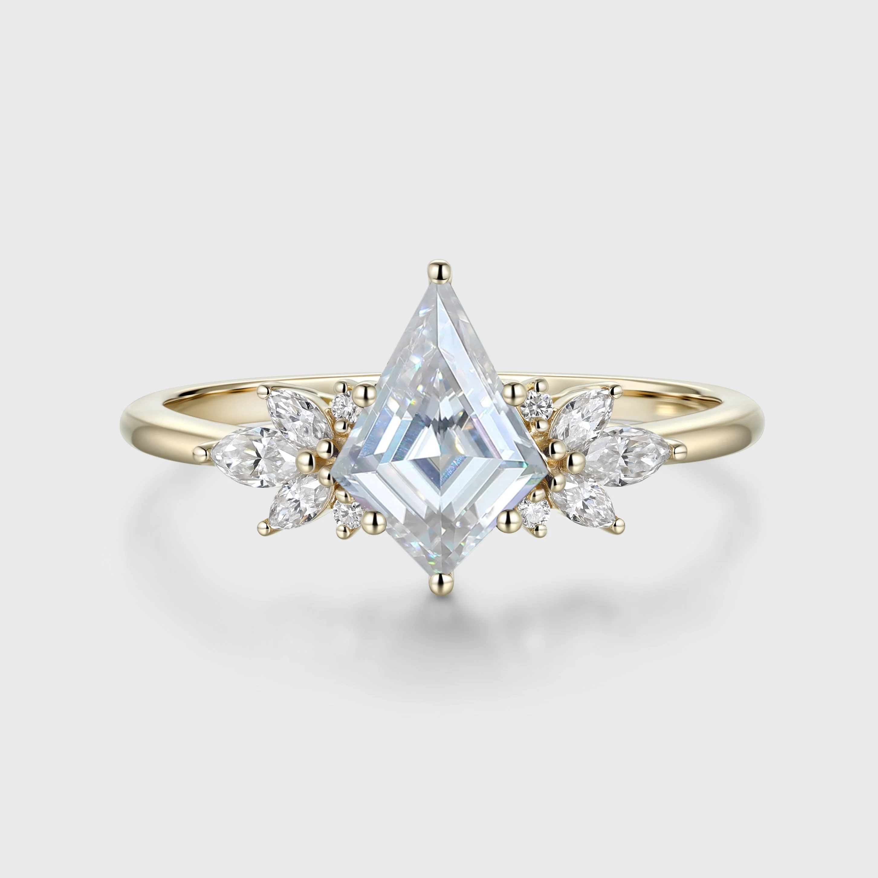 Kite cut Moissanite Cluster Engagement Ring - Image 3