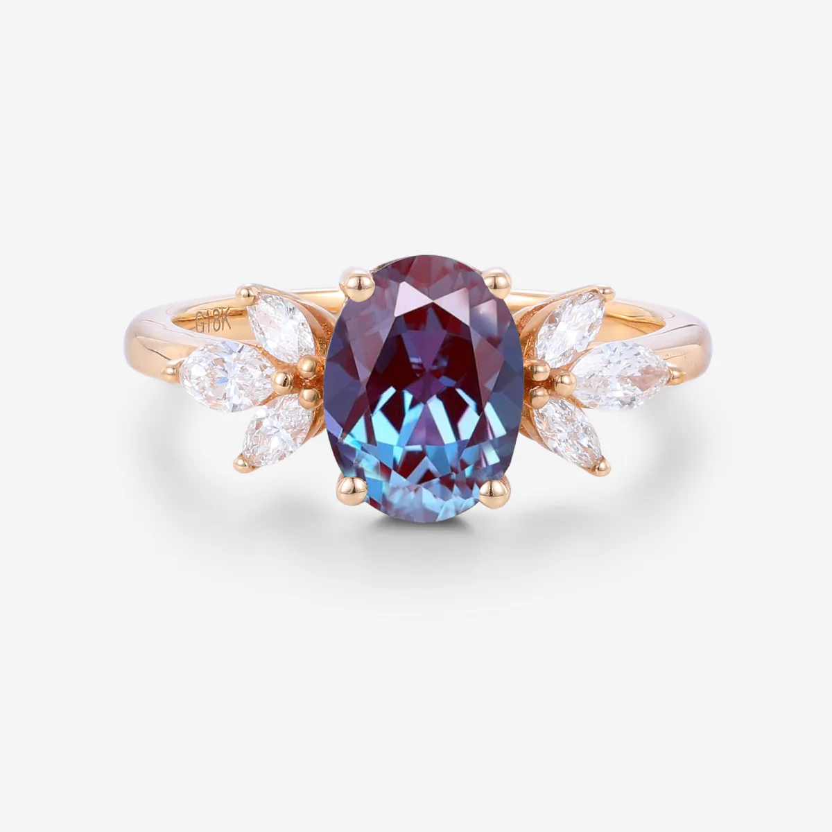 Oval cut Lab Alexandrite | Diamond Engagement ring