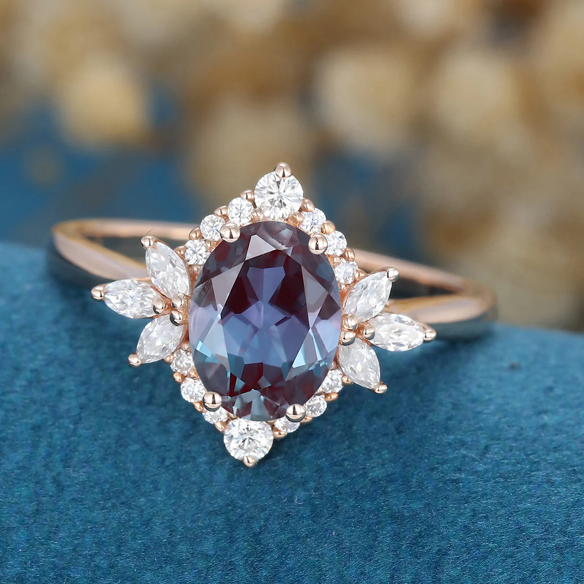 1.5Carat Oval cut Alexandrite | Diamond Engagement ring - Image 4