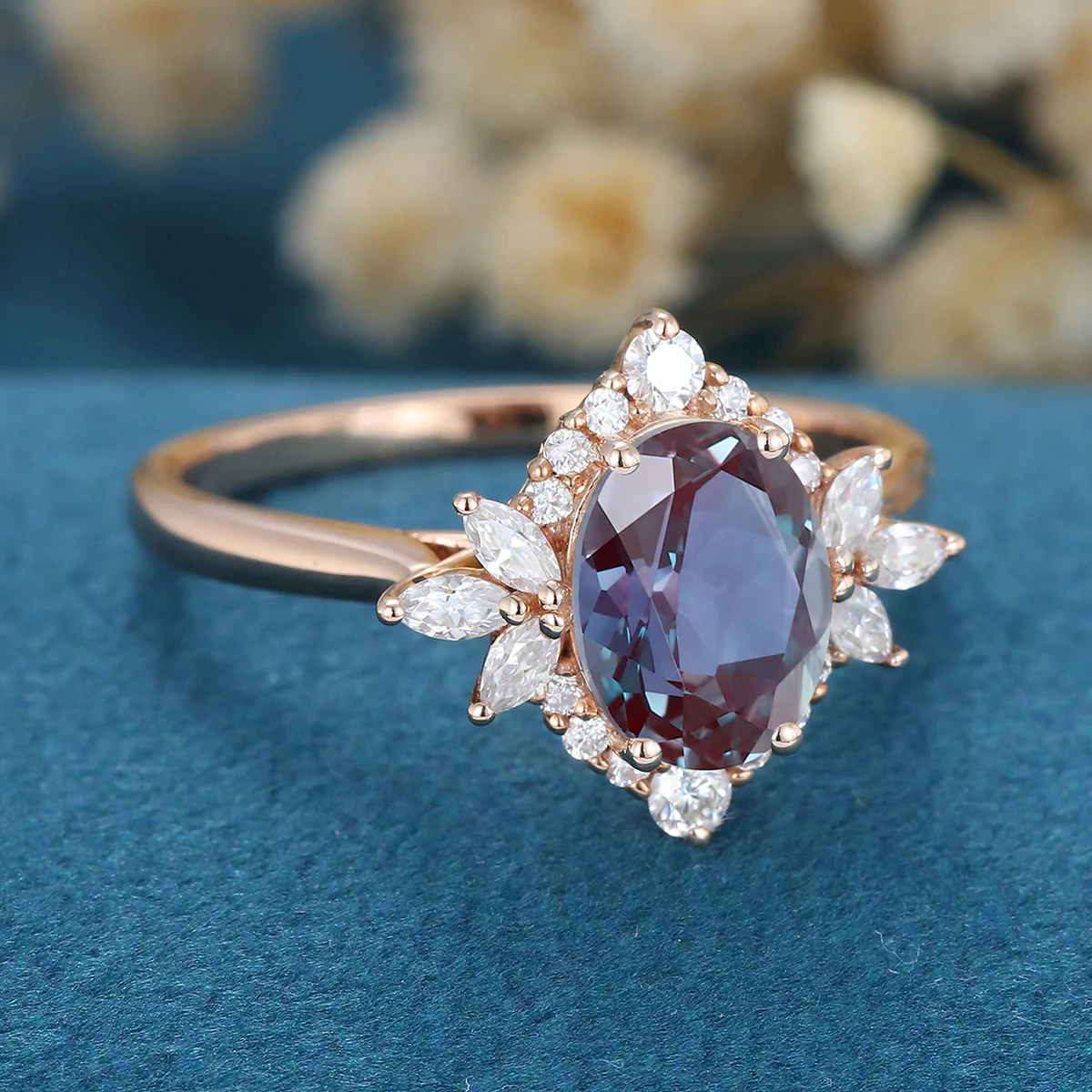 1.5Carat Oval cut Alexandrite | Diamond Engagement ring - Image 5