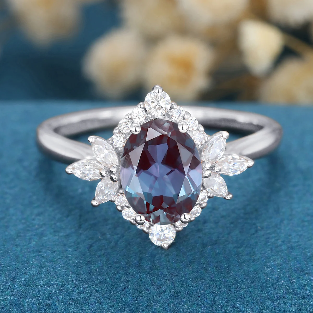 1.5Carat Oval cut Alexandrite | Diamond Engagement ring - Image 7