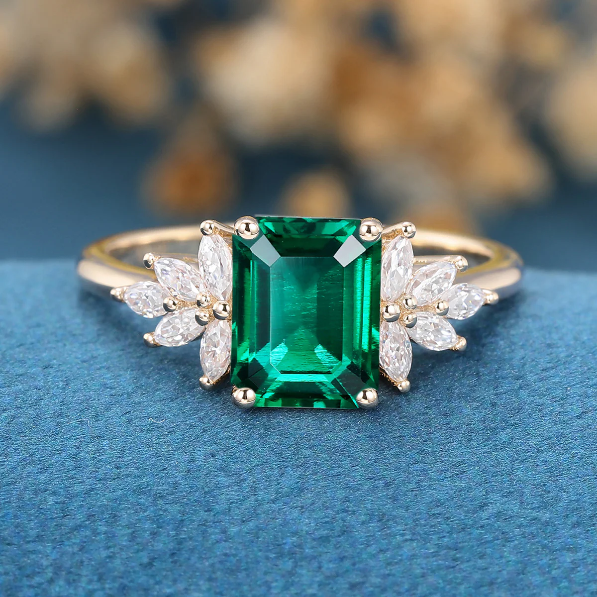 1.7Ctw  Emerald cut Lab Emerald Engagement Ring - Image 10
