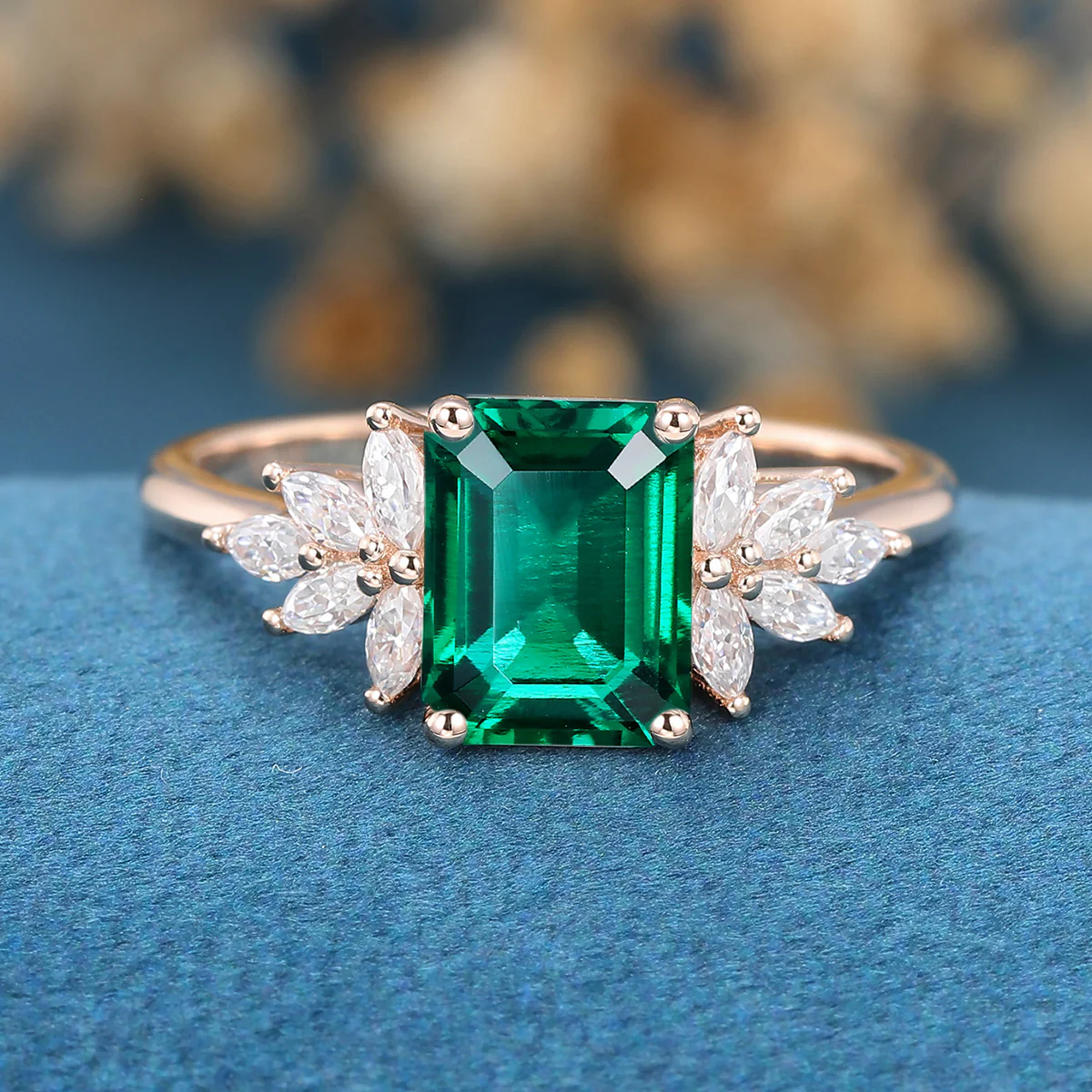1.7Ctw  Emerald cut Lab Emerald Engagement Ring - Image 11