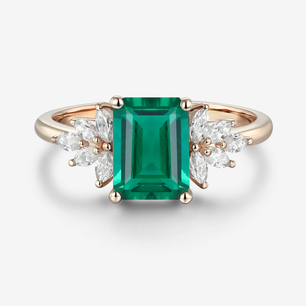 1.7Ctw  Emerald cut Lab Emerald Engagement Ring - Image 3