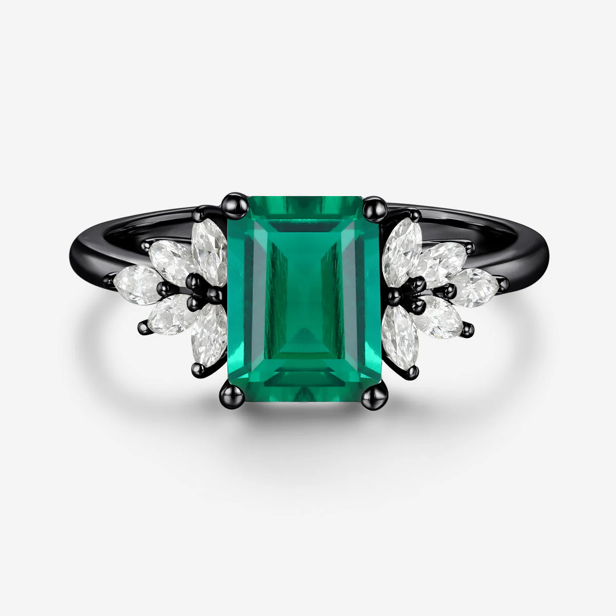 1.7Ctw  Emerald cut Lab Emerald Engagement Ring - Image 4