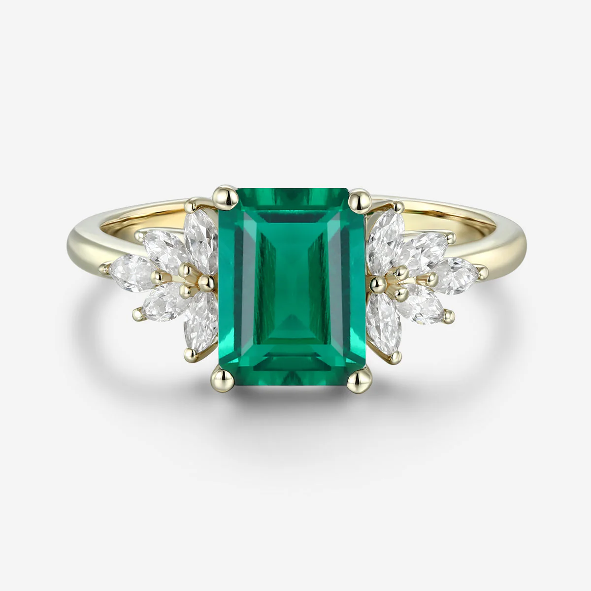 1.7Ctw  Emerald cut Lab Emerald Engagement Ring - Image 5