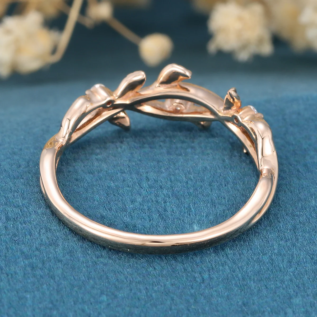 Nature Inspired moissanite | Diamonds Leaf branch stacking Gold wedding ring - Image 6
