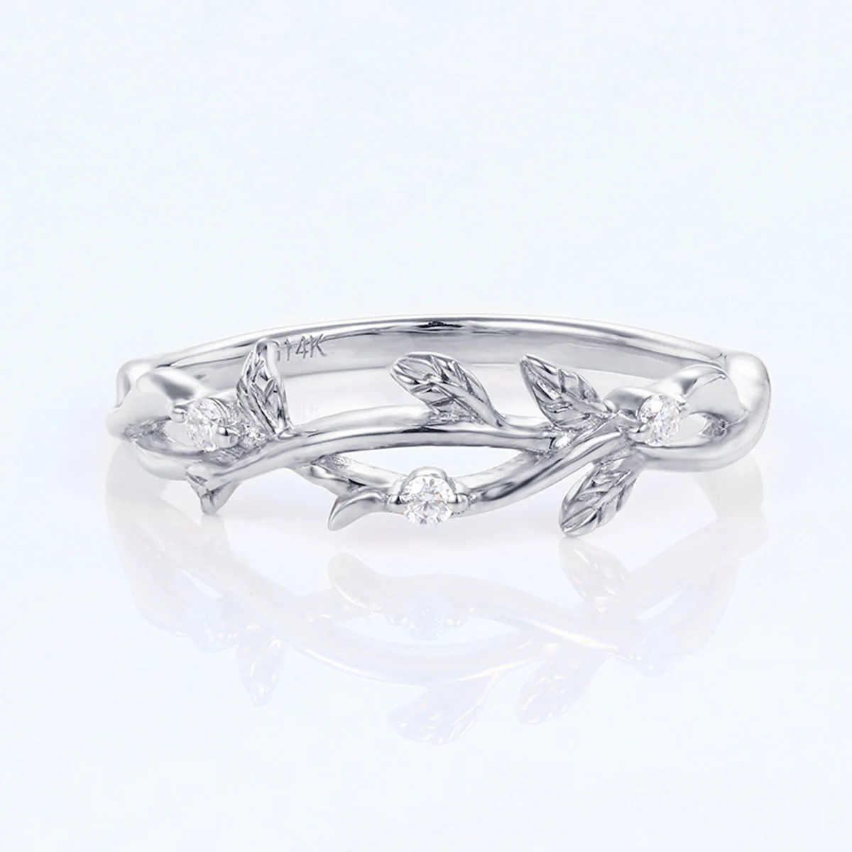 Nature Inspired moissanite | Diamonds Leaf branch stacking Gold wedding ring - Image 9