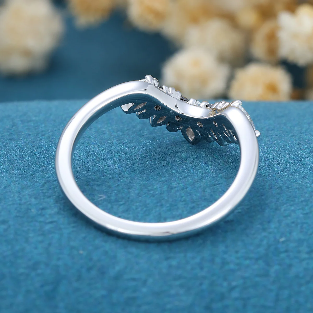 Moissanite | Black diamond Curved Wedding Band Ring - Image 5