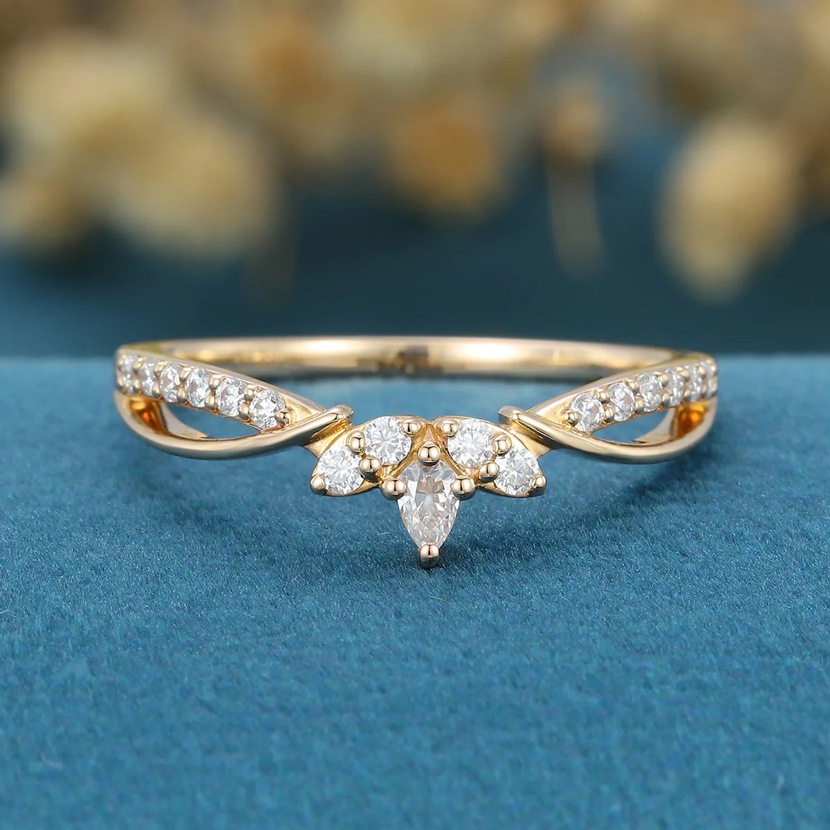 Diamond |Moissanite Curved Wedding Band Ring Matching Engagement ring - Image 8