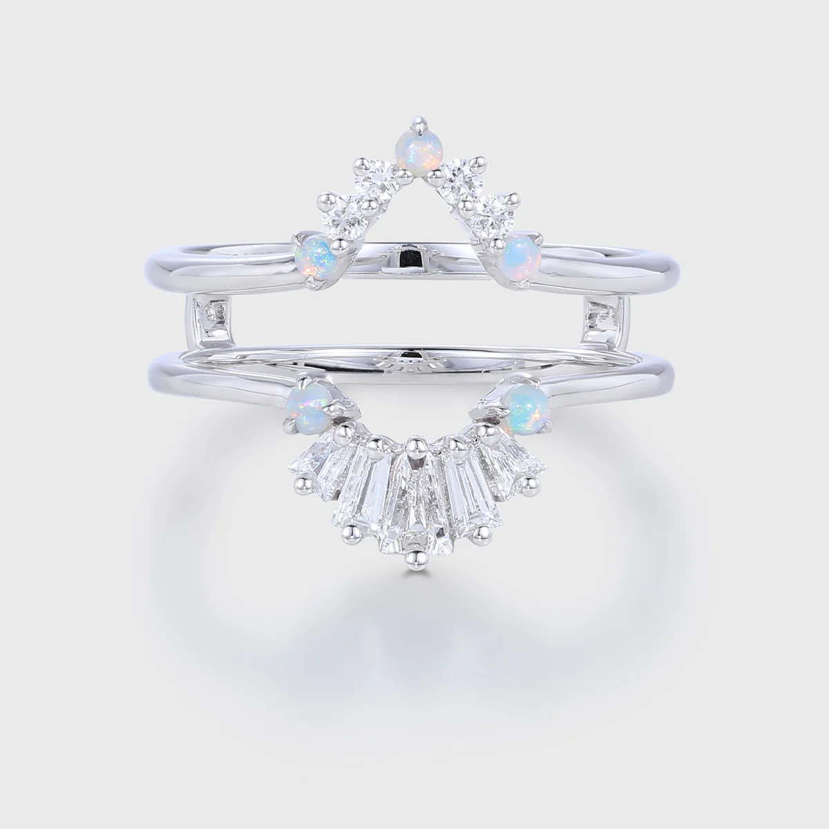 Double Baguette cut Moissanite | Diamond Curved Wedding Band