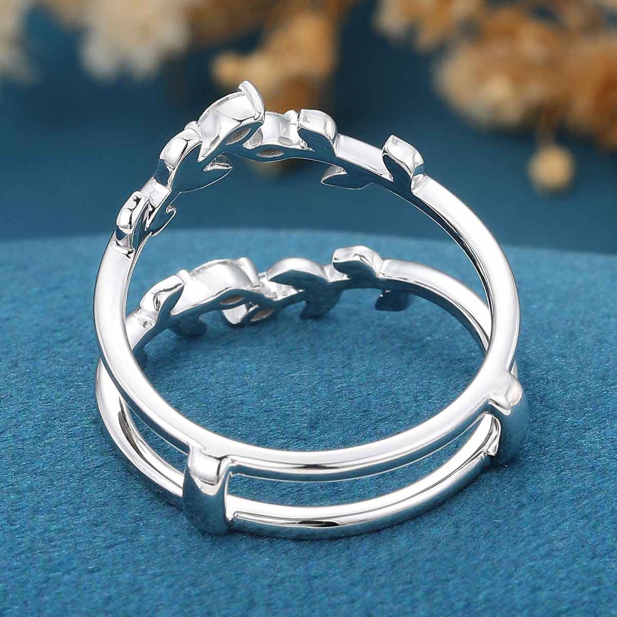 Double Marquise cut Moissanite | Diamonds Curved Wedding Band - Image 5
