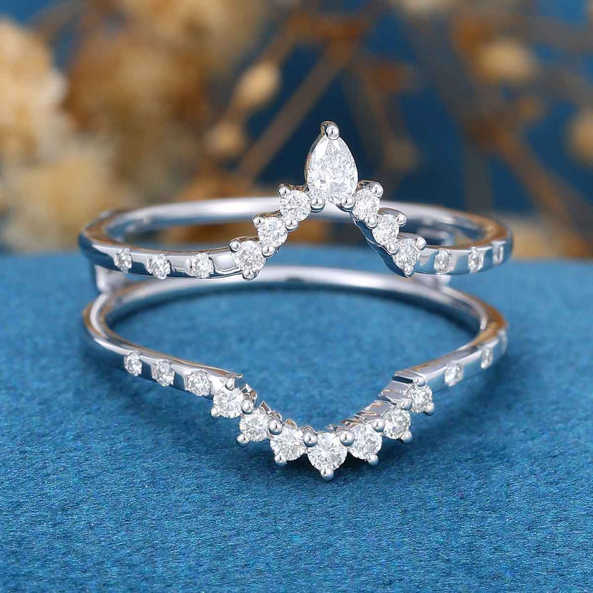 Moissanite | Lab Grown | Nature Diamond Curved Wedding Band - Image 3