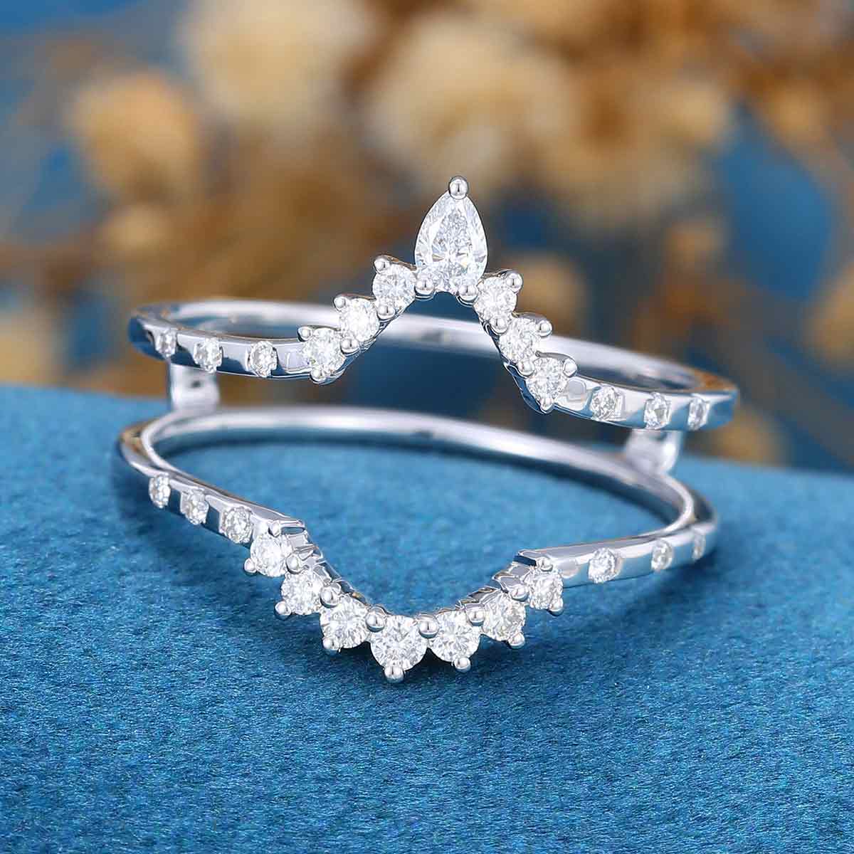 Moissanite | Lab Grown | Nature Diamond Curved Wedding Band - Image 4