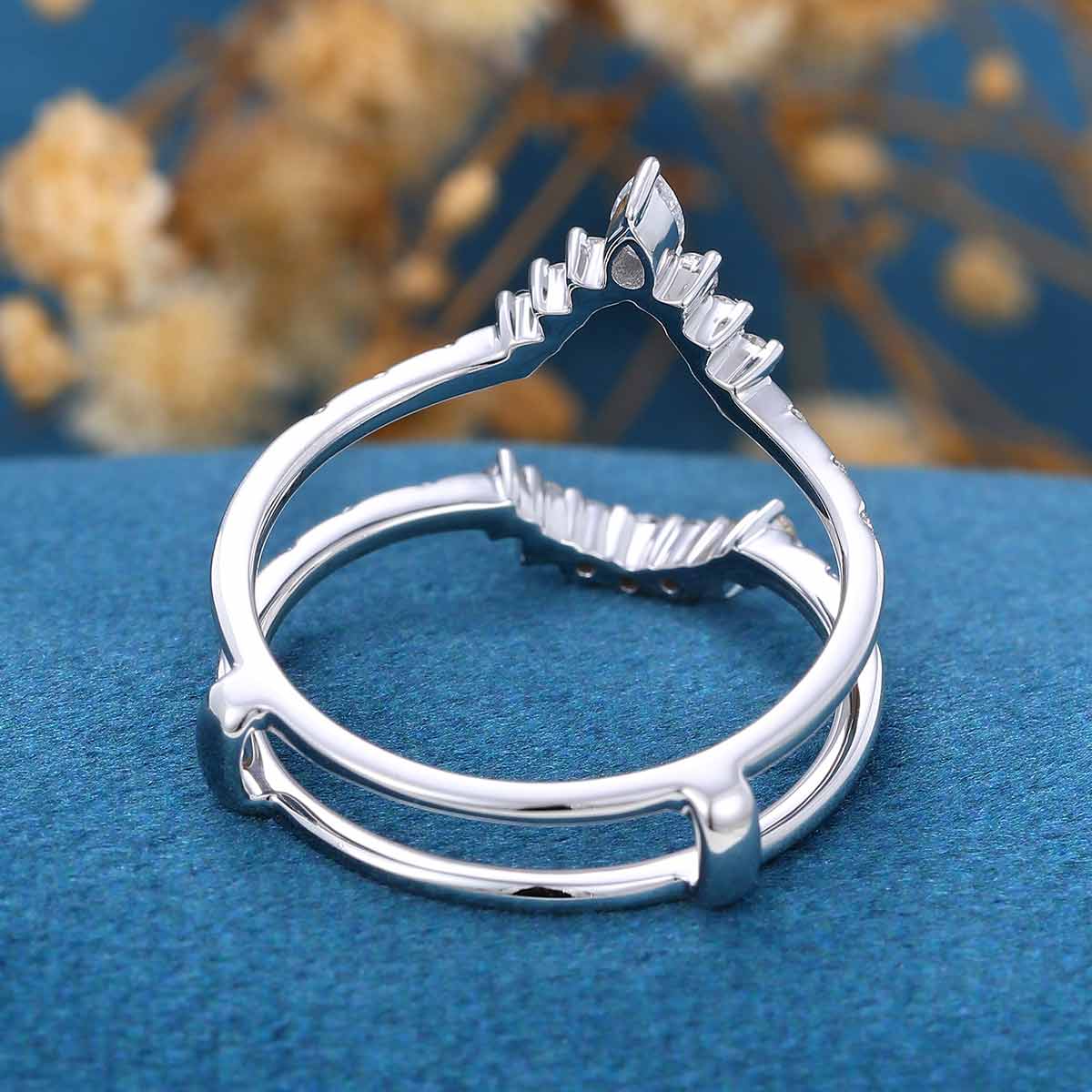 Moissanite | Lab Grown | Nature Diamond Curved Wedding Band - Image 5