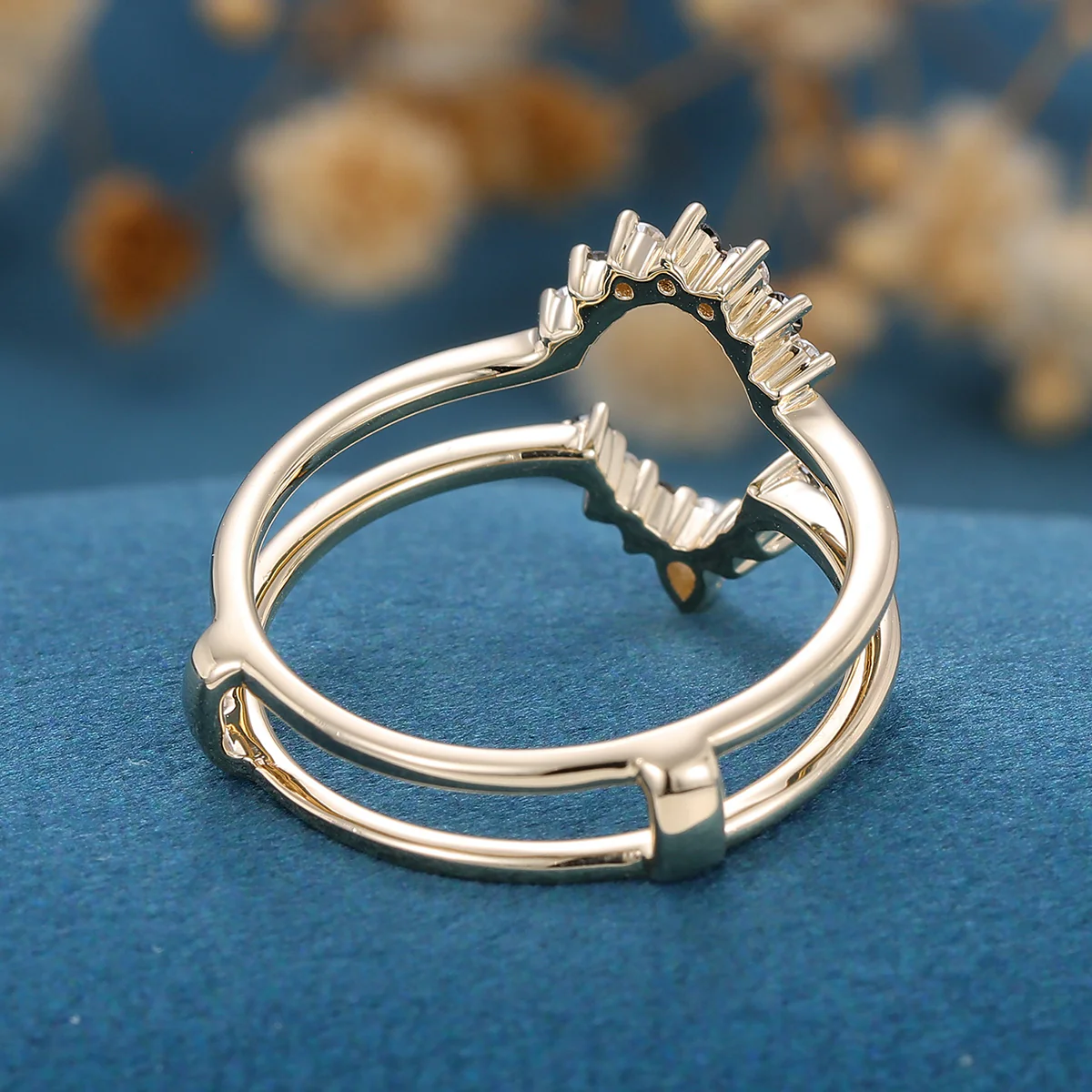 Double Moissanite | black diamond Curved Wedding Band Ring - Image 4