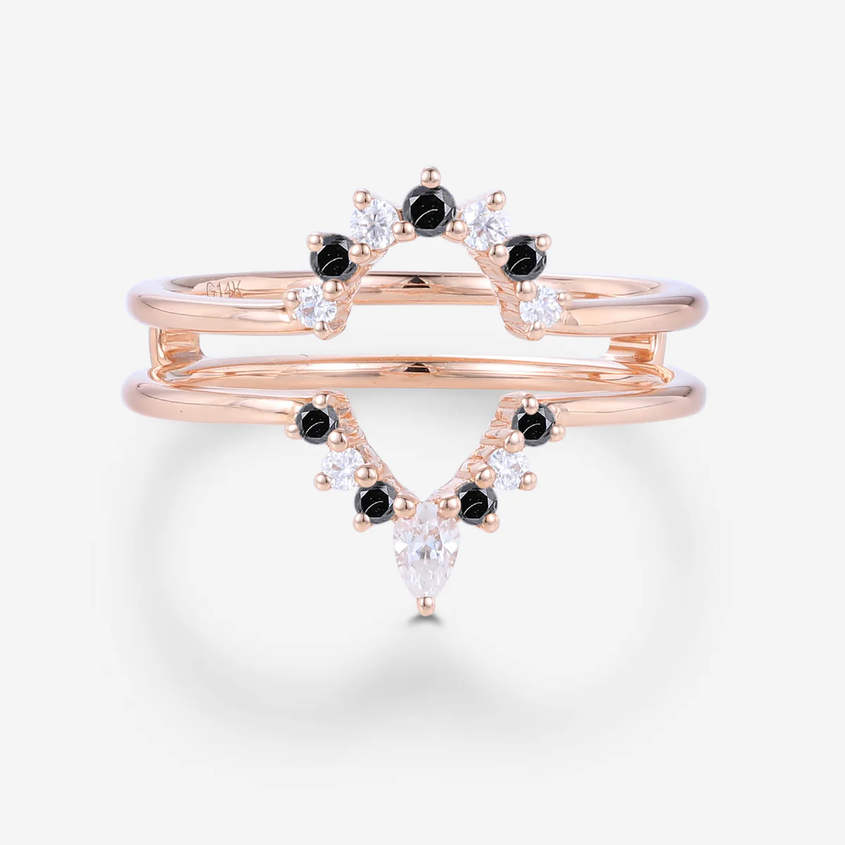 Double Moissanite | black diamond Curved Wedding Band Ring - Image 9