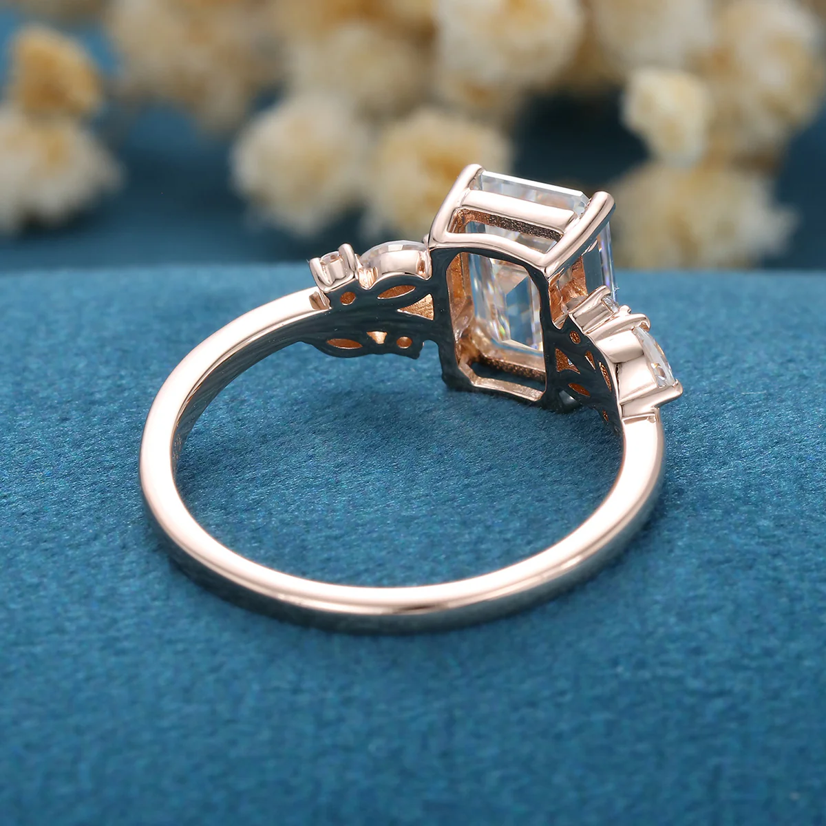 1.7Carat Emerald cut Moissanite Engagement ring Bridal Set - Image 6
