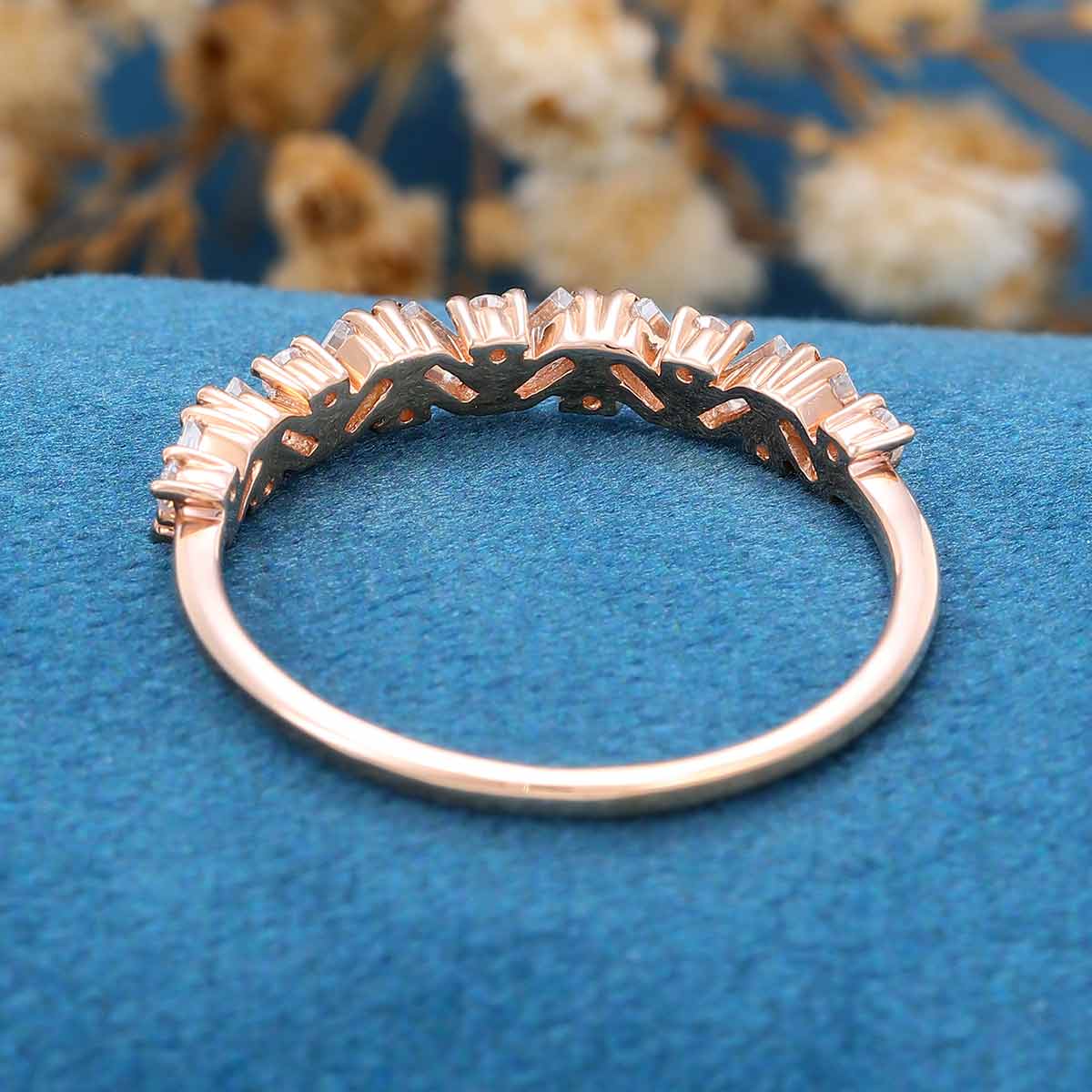 Half Eternity Baguette cut Moissanite | Diamonds Stacking Wedding Band - Image 5