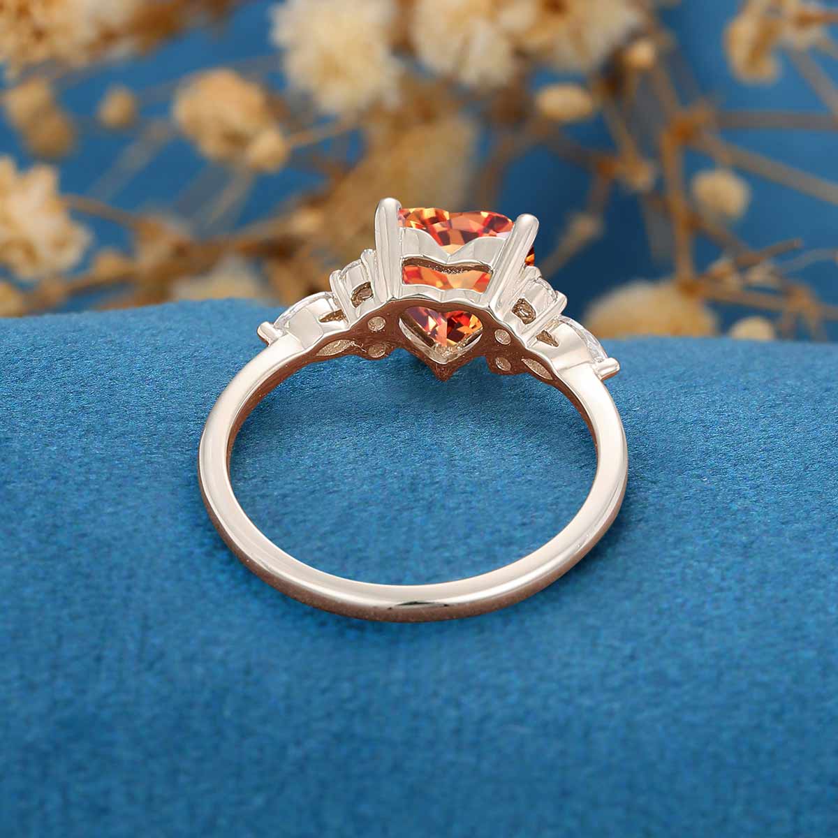 Heart cut Lab Yellow Sapphire Engagement ring - Image 5