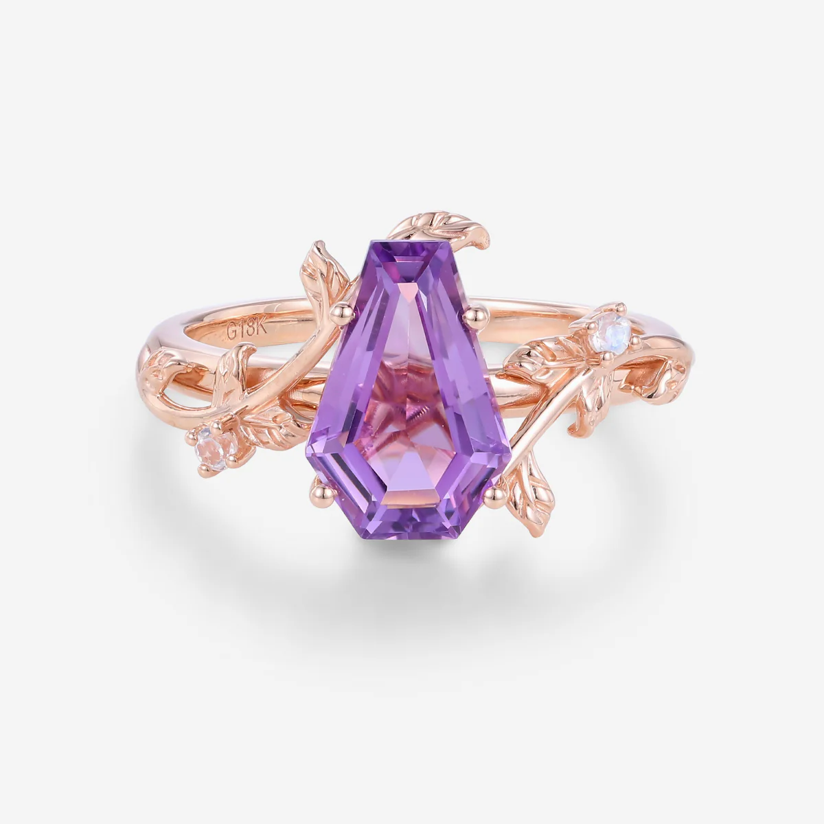 Inspired Coffin Cut Amethyst Engagement Ring